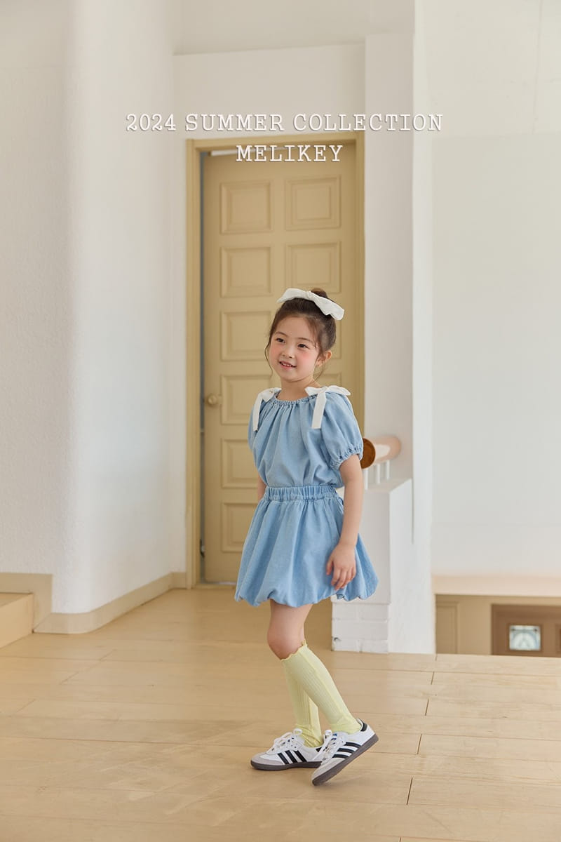 Melikey - Korean Children Fashion - #childrensboutique - Denim Banding Blouse - 9