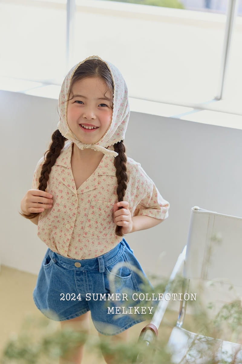 Melikey - Korean Children Fashion - #designkidswear - Flower Short Sleeve Shirt