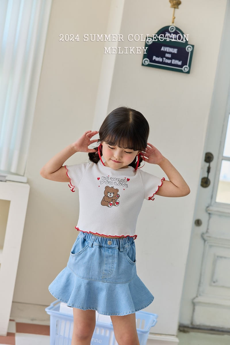 Melikey - Korean Children Fashion - #fashionkids - Flare Short Denim Skirt - 8