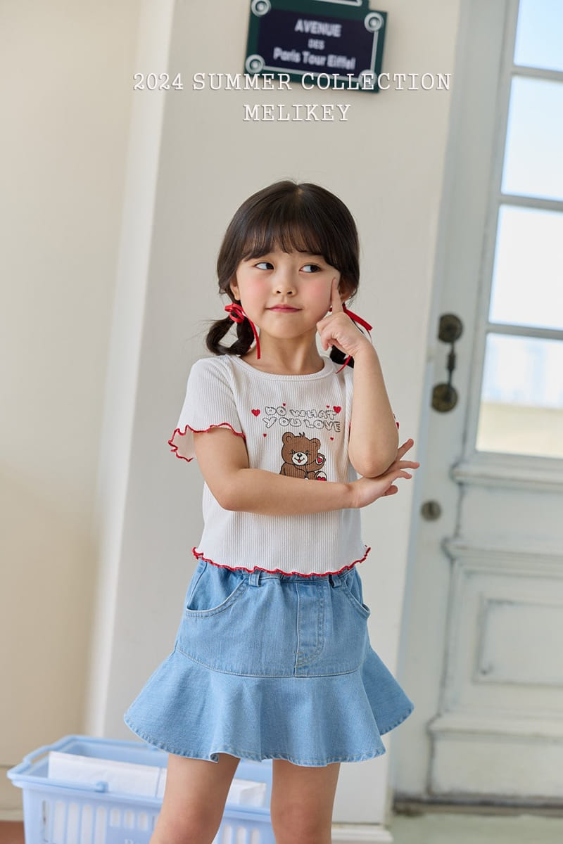 Melikey - Korean Children Fashion - #kidsshorts - Flare Short Denim Skirt - 9