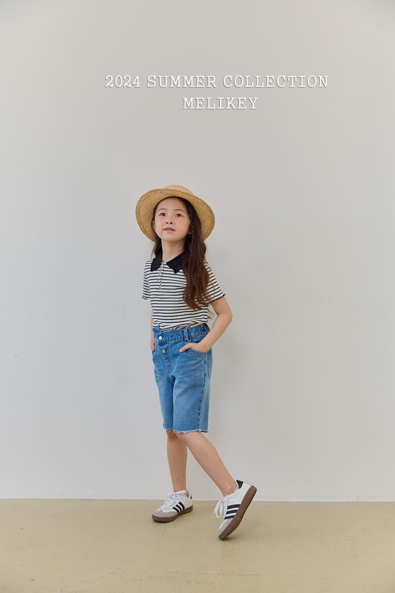 Melikey - Korean Children Fashion - #kidsstore - Unbalance Denim Shorts - 10