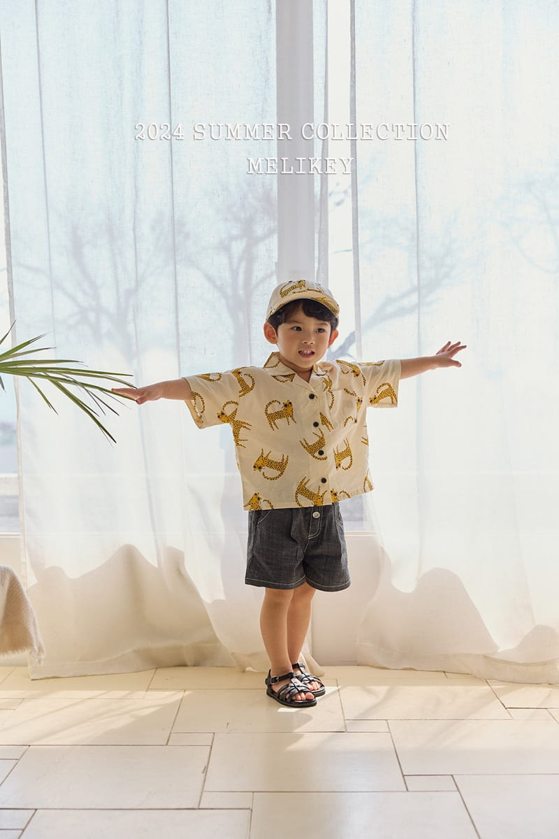 Melikey - Korean Children Fashion - #kidsshorts - Cheetah Short Sleeve Shirt - 4