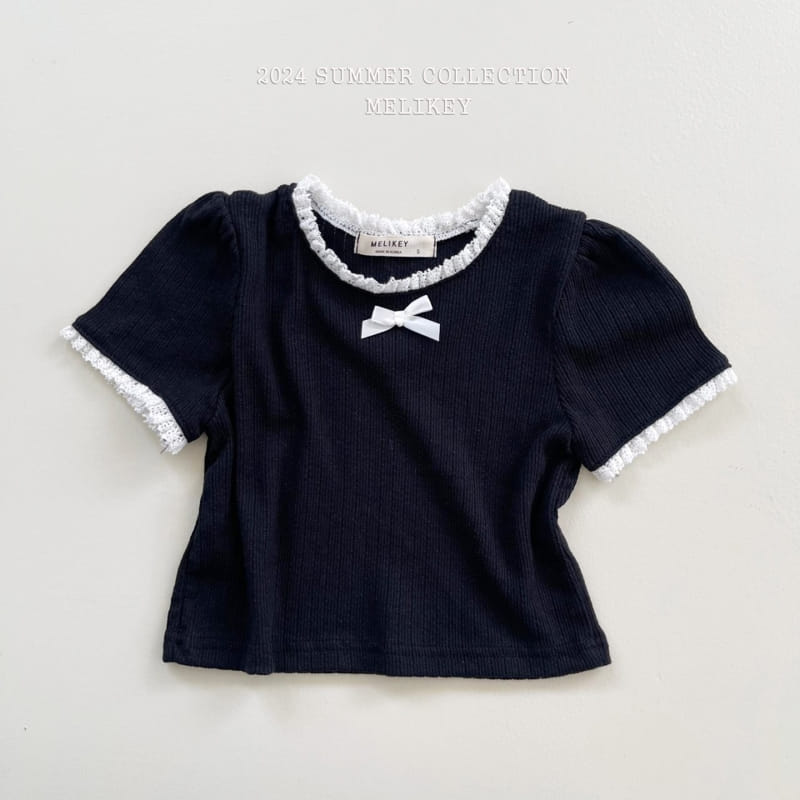 Melikey - Korean Children Fashion - #todddlerfashion - Eyelet Lace Short Sleeve Tee - 9