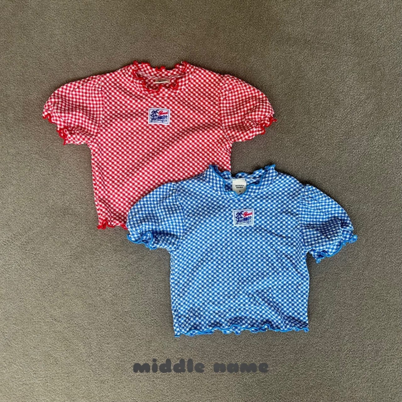 Middle Name - Korean Children Fashion - #todddlerfashion - Check Terry Tee - 2