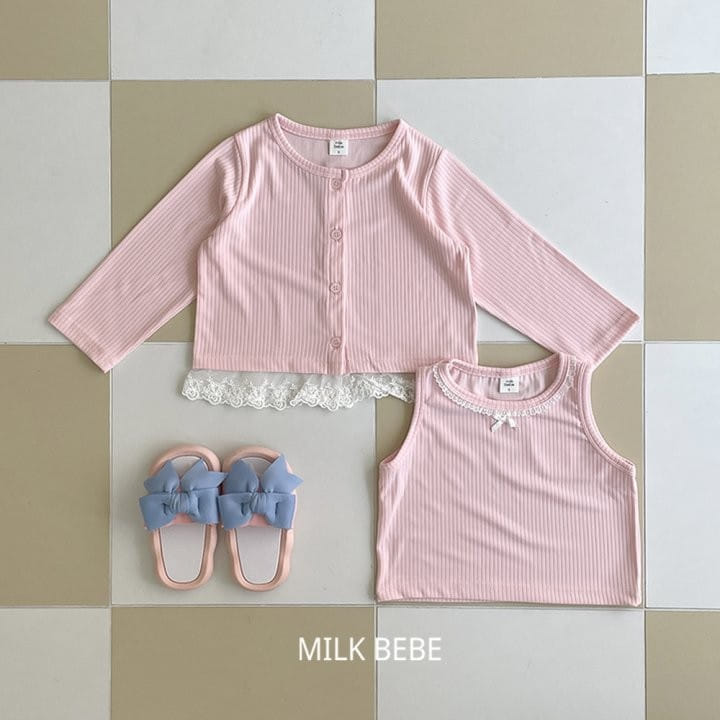 Milk Bebe - Korean Children Fashion - #designkidswear - Milky Cardigan Set - 5