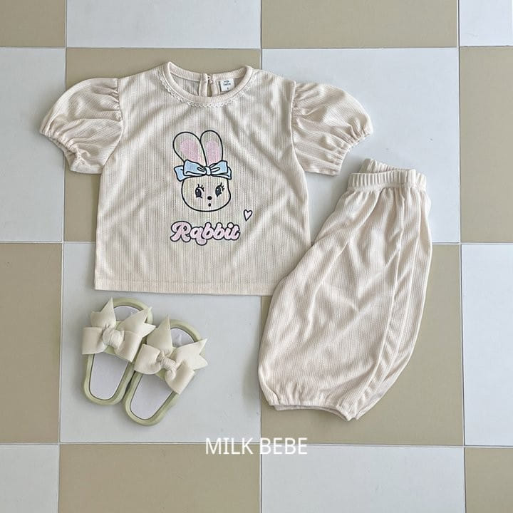 Milk Bebe - Korean Children Fashion - #kidsshorts - Rabbit Top Bottom Set - 6