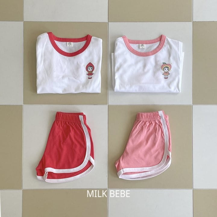 Milk Bebe - Korean Children Fashion - #littlefashionista - Peach Berry Top Bottom Set