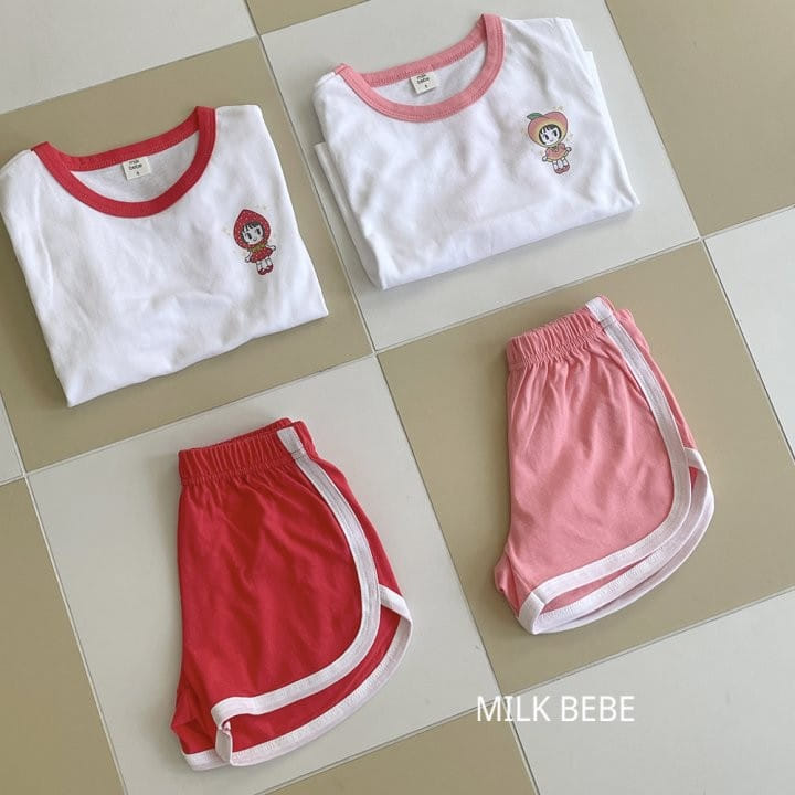 Milk Bebe - Korean Children Fashion - #magicofchildhood - Peach Berry Top Bottom Set - 2