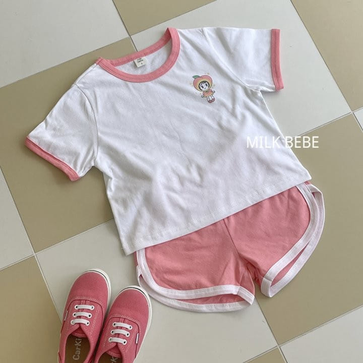 Milk Bebe - Korean Children Fashion - #minifashionista - Peach Berry Top Bottom Set - 4