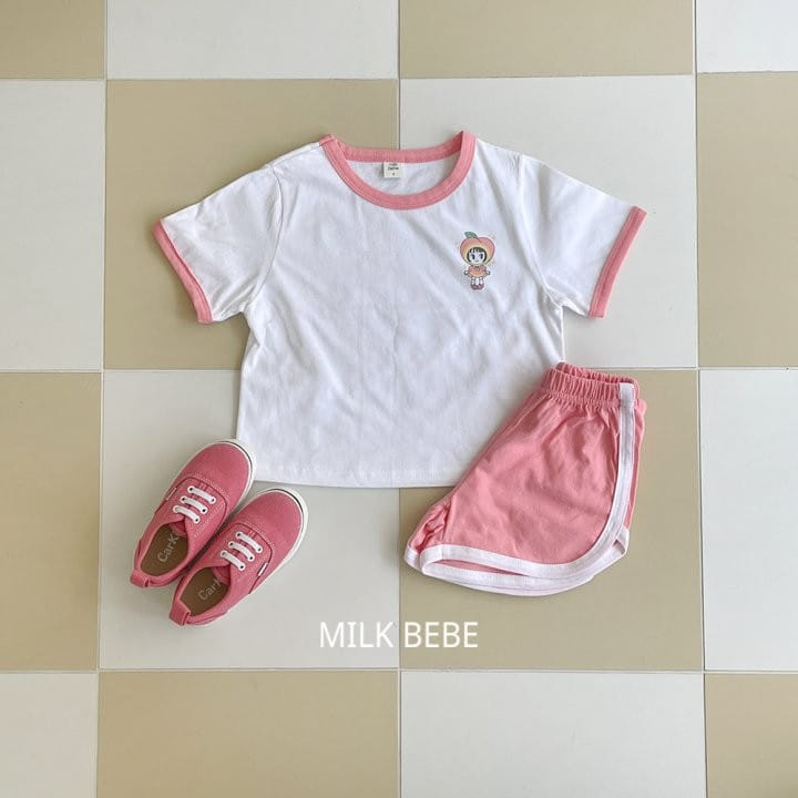 Milk Bebe - Korean Children Fashion - #todddlerfashion - Peach Berry Top Bottom Set - 5