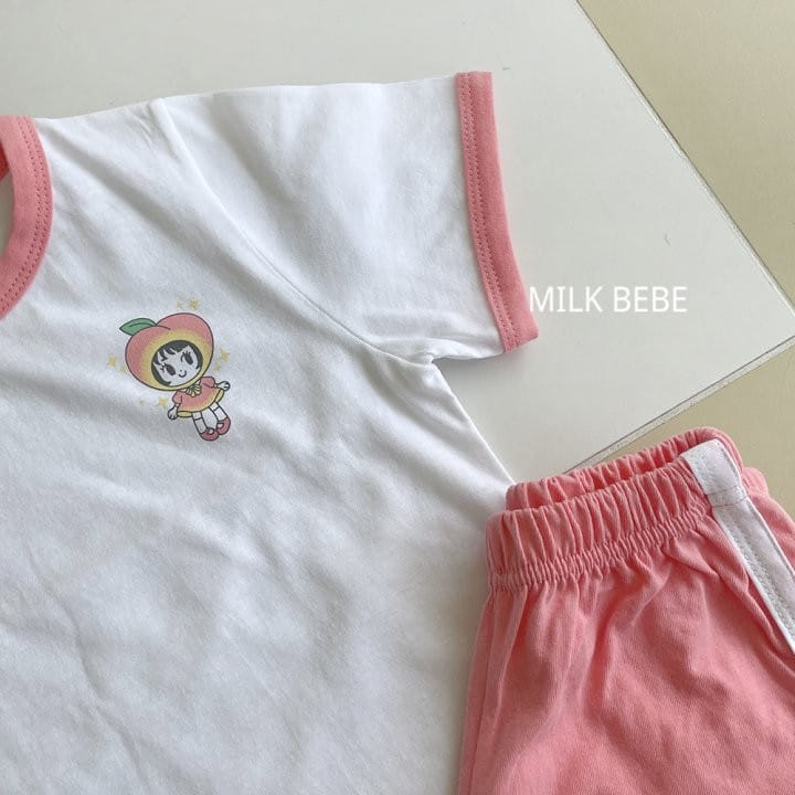 Milk Bebe - Korean Children Fashion - #toddlerclothing - Peach Berry Top Bottom Set - 6