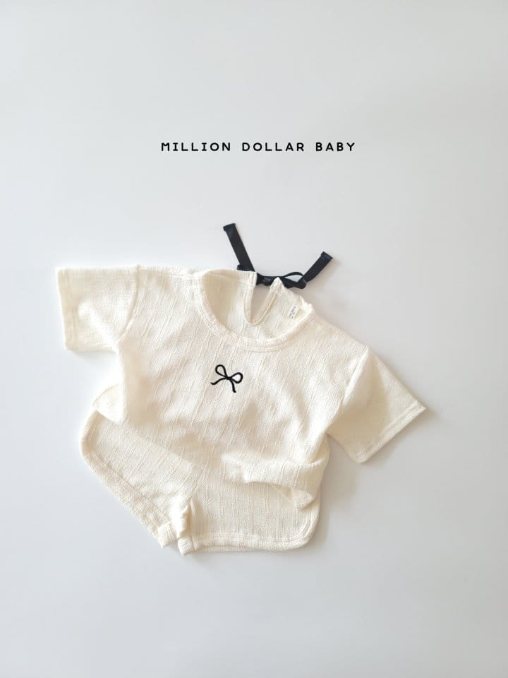 Million Dollar Baby - Korean Children Fashion - #kidzfashiontrend - Ribbon Piping Top Bottom Set - 4