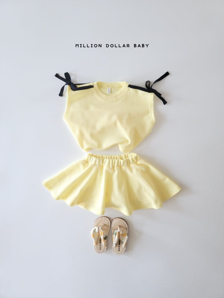 Million Dollar Baby - Korean Children Fashion - #discoveringself - Croiffle Ribbon Top Bottom Set - 2