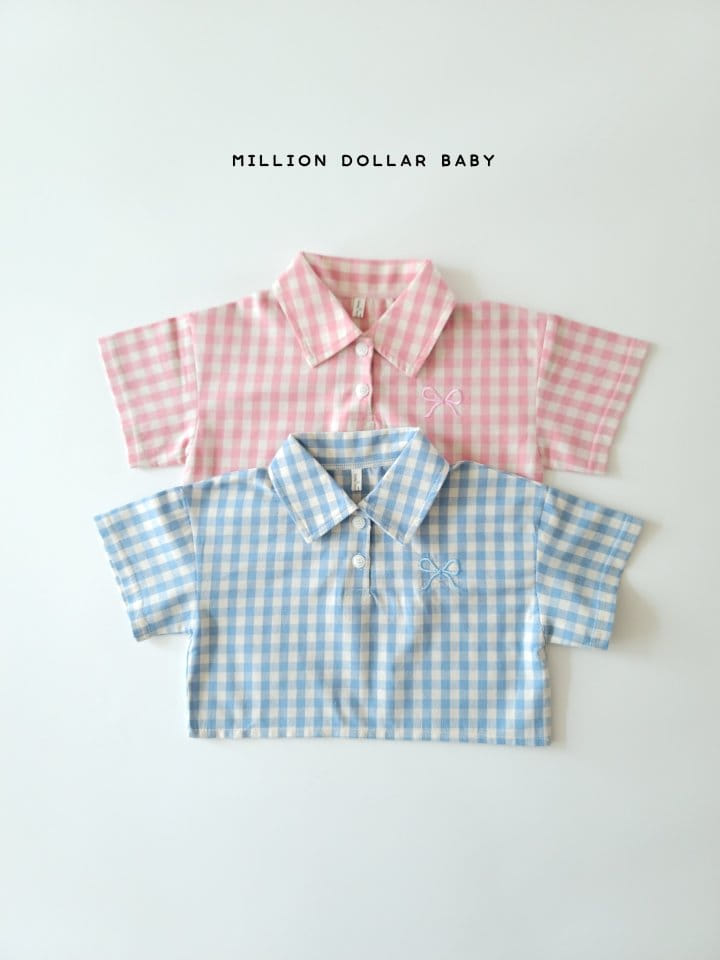 Million Dollar Baby - Korean Children Fashion - #fashionkids - Check Crop Shirt - 8