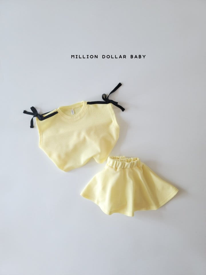 Million Dollar Baby - Korean Children Fashion - #fashionkids - Croiffle Ribbon Top Bottom Set - 3