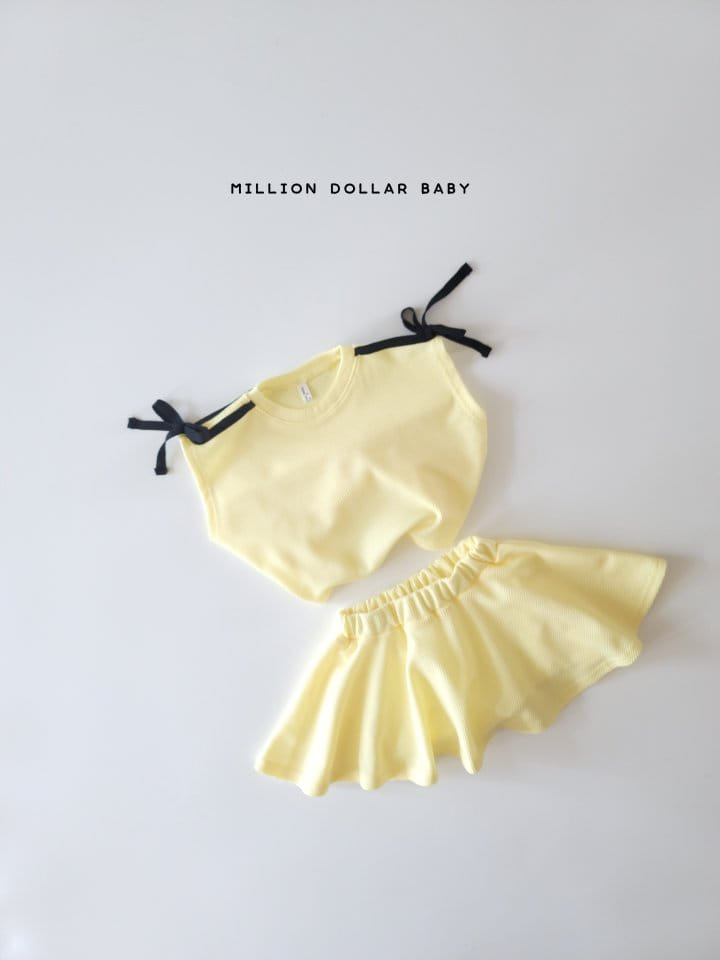 Million Dollar Baby - Korean Children Fashion - #fashionkids - Croiffle Ribbon Top Bottom Set - 4