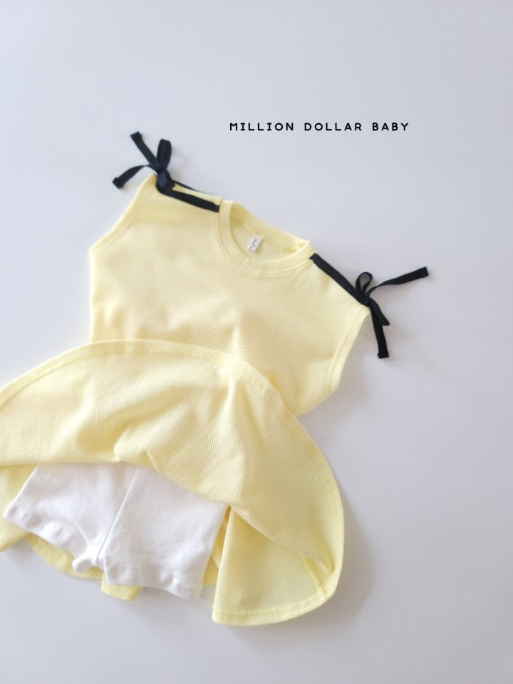 Million Dollar Baby - Korean Children Fashion - #kidsstore - Croiffle Ribbon Top Bottom Set - 5