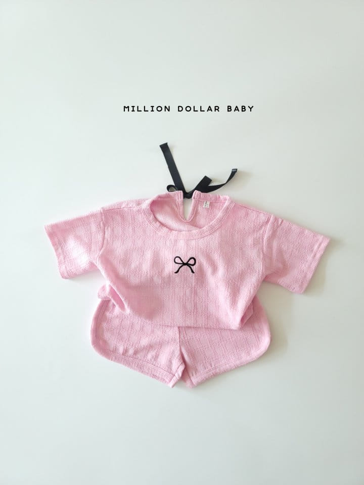 Million Dollar Baby - Korean Children Fashion - #kidzfashiontrend - Ribbon Piping Top Bottom Set - 3