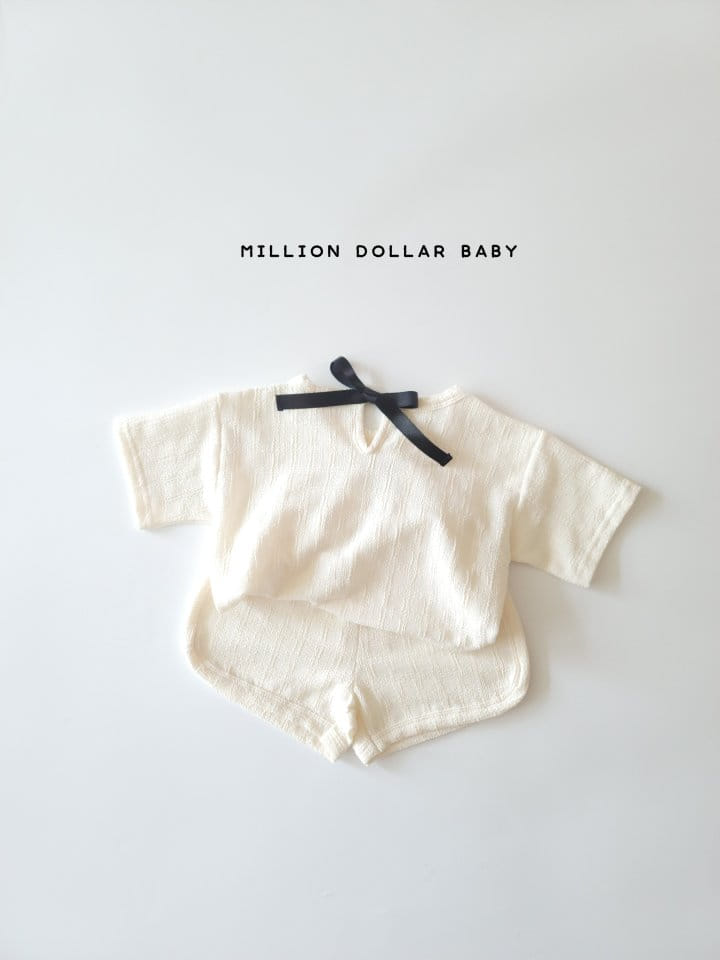 Million Dollar Baby - Korean Children Fashion - #littlefashionista - Ribbon Piping Top Bottom Set - 5