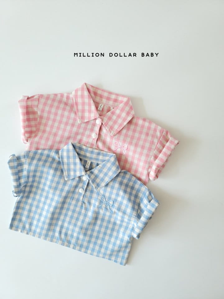 Million Dollar Baby - Korean Children Fashion - #prettylittlegirls - Check Crop Shirt - 2