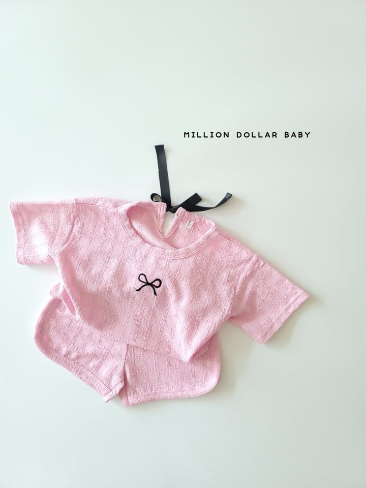 Million Dollar Baby - Korean Children Fashion - #toddlerclothing - Ribbon Piping Top Bottom Set - 10