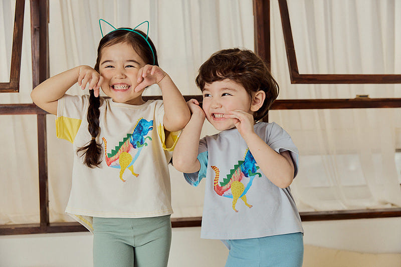 Mimico - Korean Children Fashion - #prettylittlegirls - Water Dino Tee - 4