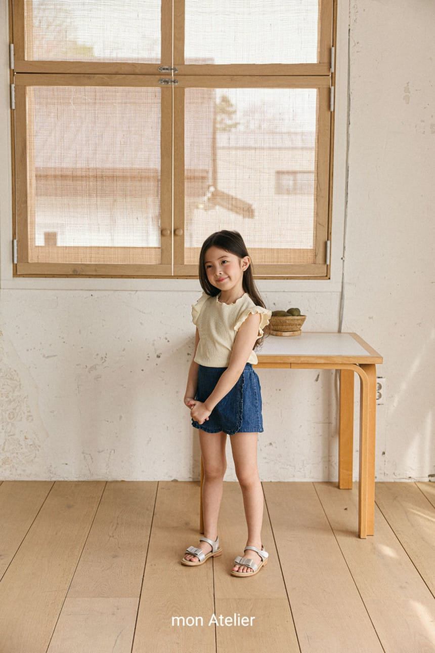 Mon Atelier - Korean Children Fashion - #childofig - Denim Frill Wrap Pants - 3