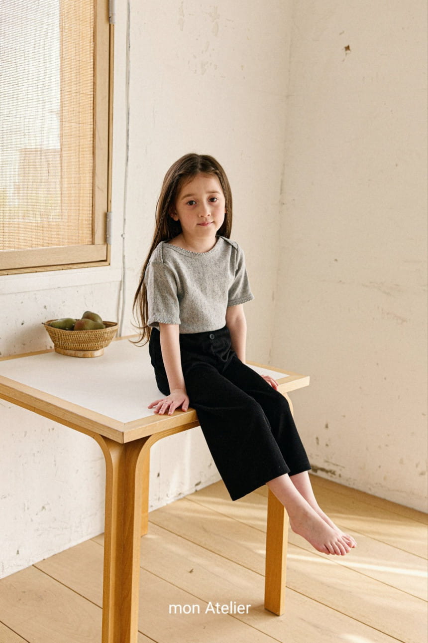 Mon Atelier - Korean Children Fashion - #childofig - Eyelet Boat Neck Tee - 4