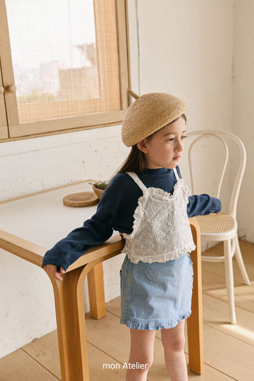 Mon Atelier - Korean Children Fashion - #kidzfashiontrend - Denim Frill Wrap Pants - 10