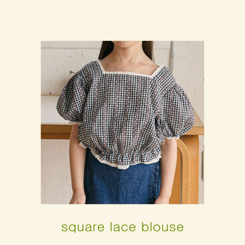 Mon Atelier - Korean Children Fashion - #littlefashionista - Square Lace Blouse - 2