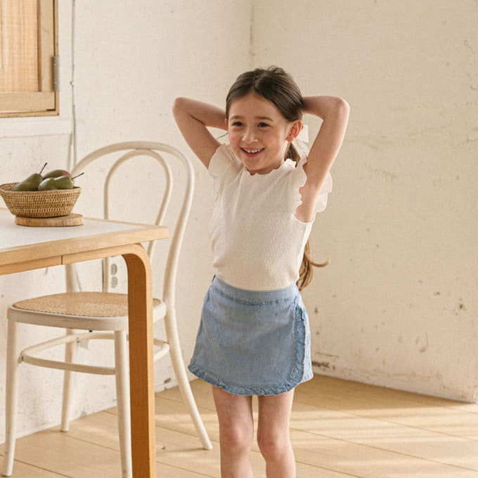 Mon Atelier - Korean Children Fashion - #prettylittlegirls - Denim Frill Wrap Pants