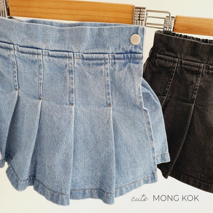 Mong Kok - Korean Children Fashion - #childrensboutique - Black White Jeans Blue Denim Skirt - 11