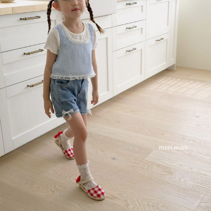 Mori Mori - Korean Children Fashion - #Kfashion4kids - Denim Ribbon Pants