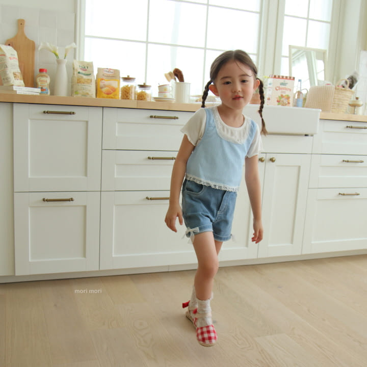 Mori Mori - Korean Children Fashion - #childrensboutique - Denim Ribbon Pants - 10