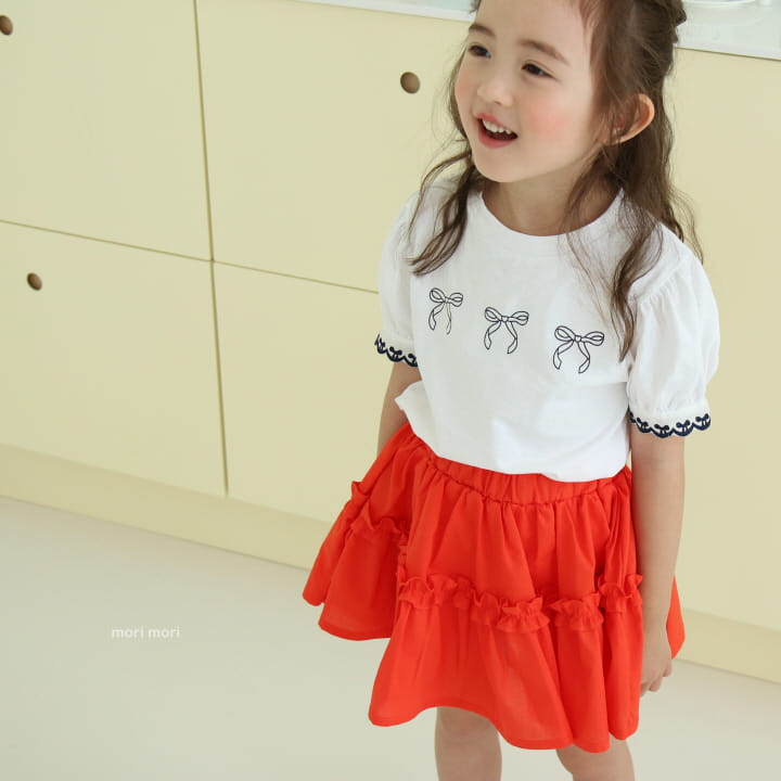 Mori Mori - Korean Children Fashion - #kidsshorts - Heart Ribbon Tee - 7