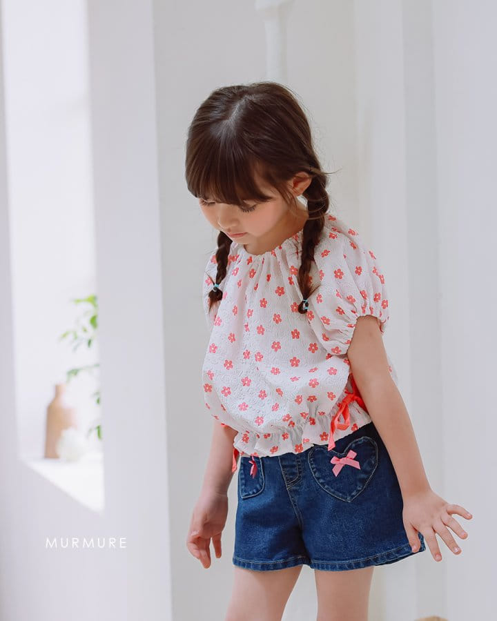 Murmure - Korean Children Fashion - #Kfashion4kids - Heart Ribbon Denim Pants - 9