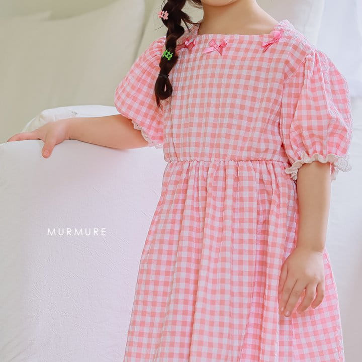 Murmure - Korean Children Fashion - #kidzfashiontrend - Check Ribbon One-Piece - 4