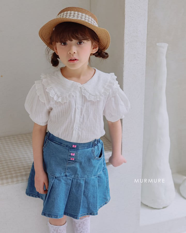 Murmure - Korean Children Fashion - #childofig - Ribbon Button Dneim Skirt - 5