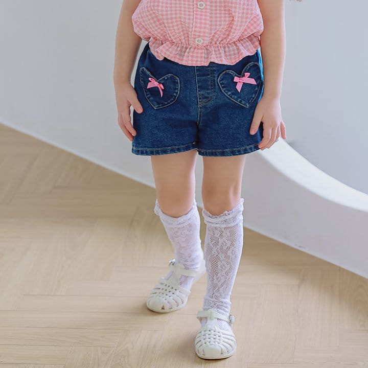 Murmure - Korean Children Fashion - #childofig - Heart Ribbon Denim Pants