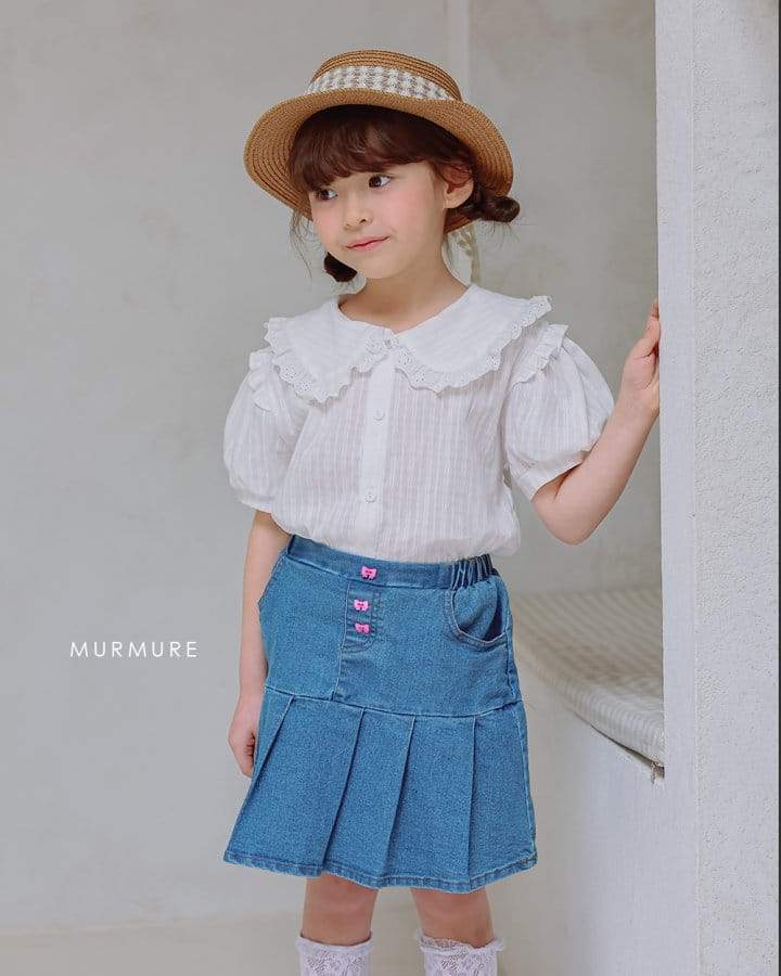 Murmure - Korean Children Fashion - #designkidswear - Ribbon Button Dneim Skirt - 7