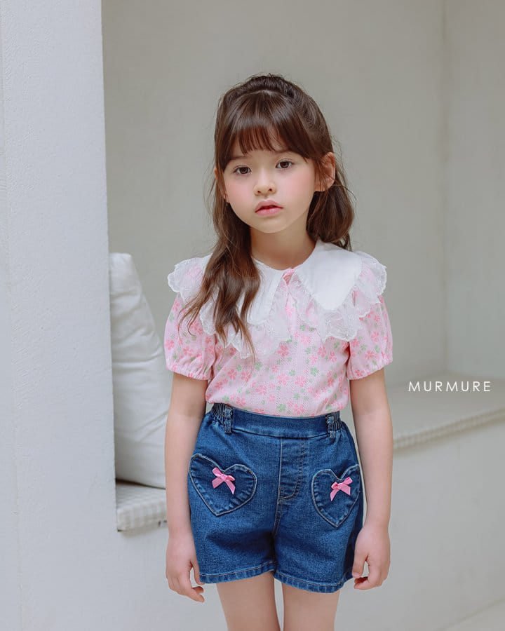 Murmure - Korean Children Fashion - #designkidswear - Heart Ribbon Denim Pants - 3