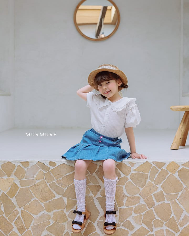 Murmure - Korean Children Fashion - #fashionkids - Ribbon Button Dneim Skirt - 9