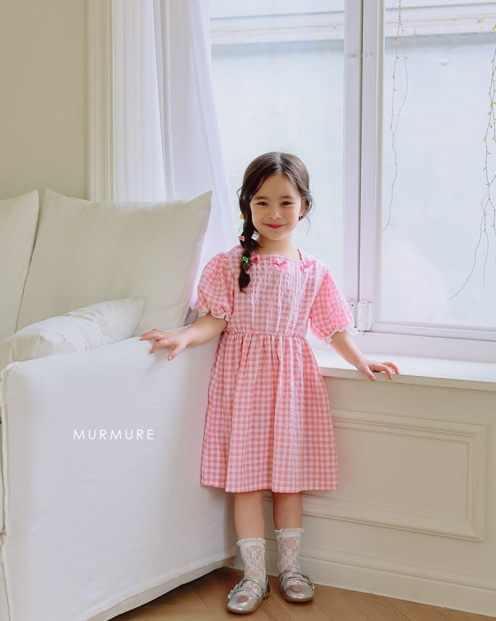 Murmure - Korean Children Fashion - #kidsshorts - Check Ribbon One-Piece