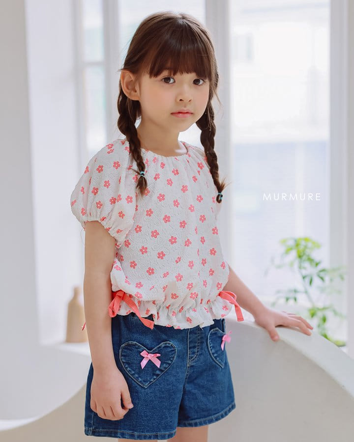 Murmure - Korean Children Fashion - #kidsstore - Heart Ribbon Denim Pants - 7