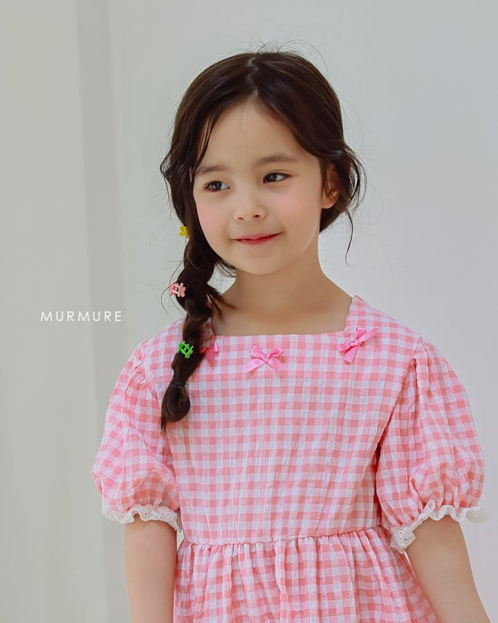 Murmure - Korean Children Fashion - #kidsstore - Check Ribbon One-Piece - 2