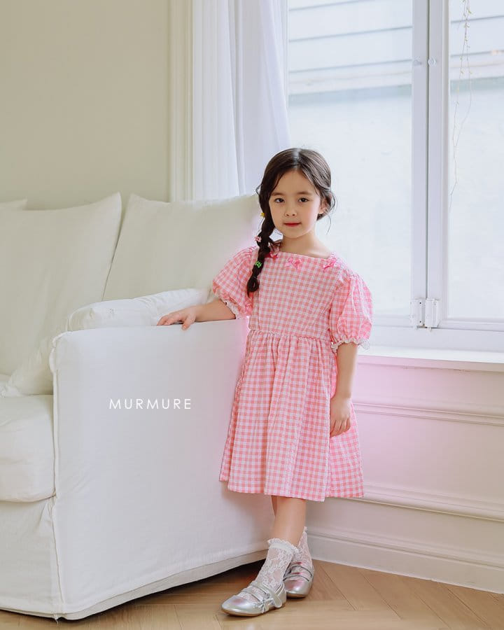 Murmure - Korean Children Fashion - #kidzfashiontrend - Check Ribbon One-Piece - 3