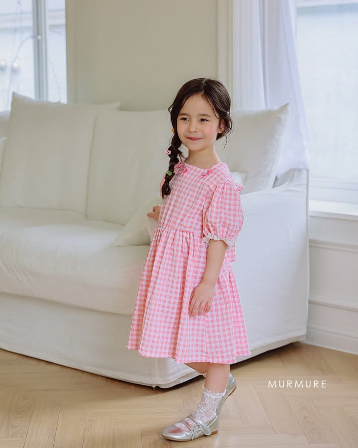 Murmure - Korean Children Fashion - #littlefashionista - Check Ribbon One-Piece - 5