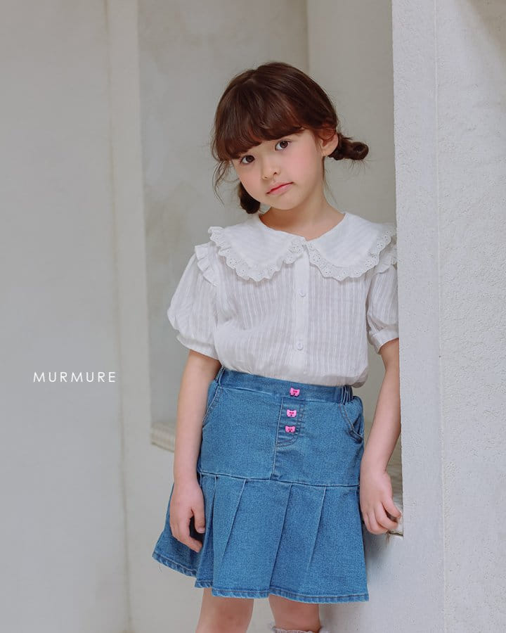 Murmure - Korean Children Fashion - #magicofchildhood - Ribbon Button Dneim Skirt