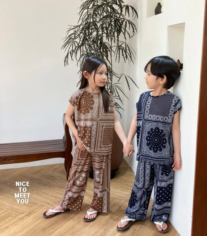 Nice To Meet You - Korean Children Fashion - #childofig - Paisley Shaved Ice Top Bottom Set - 3