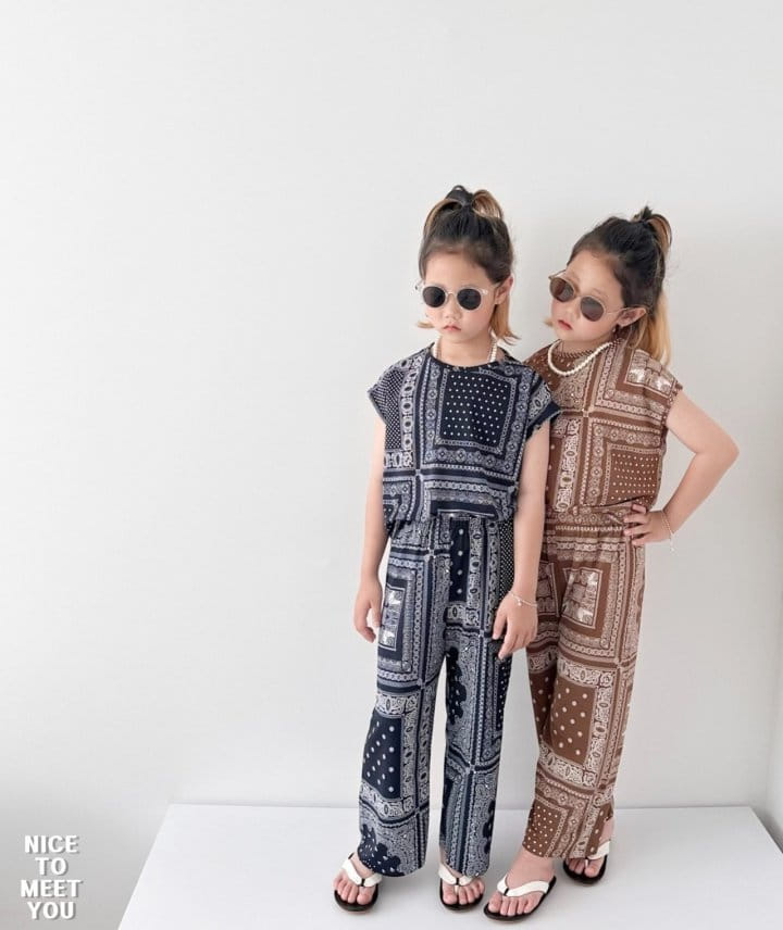 Nice To Meet You - Korean Children Fashion - #designkidswear - Paisley Shaved Ice Top Bottom Set - 6